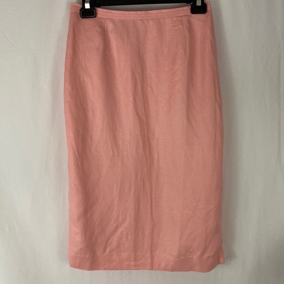 Vintage Mary McFadden Collection Pink Lined Pencil Skirt Size 12 - Picture 1 of 10